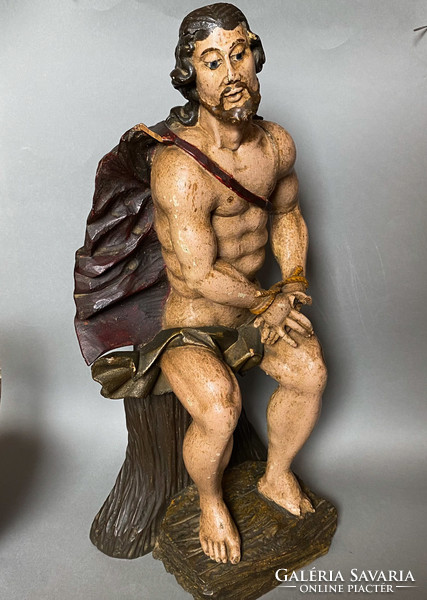 Very old, church, painted wooden Jesus statue!