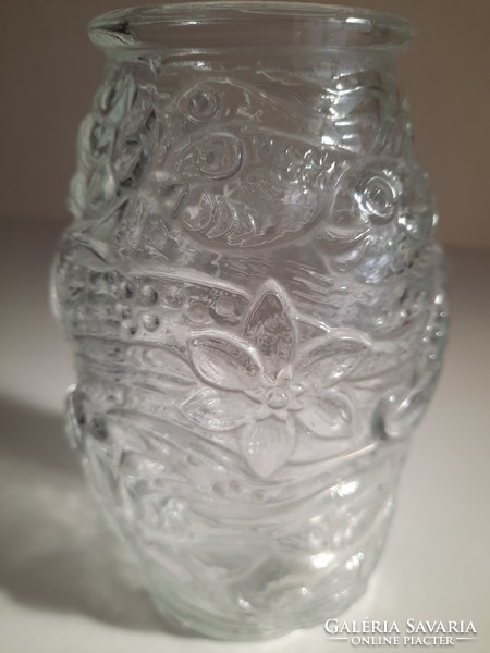 Art Deco halas díszítésű öntött üveg váza