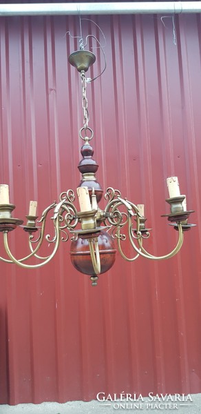8-branch Flemish copper chandelier ..... 80 Cm diameter ...