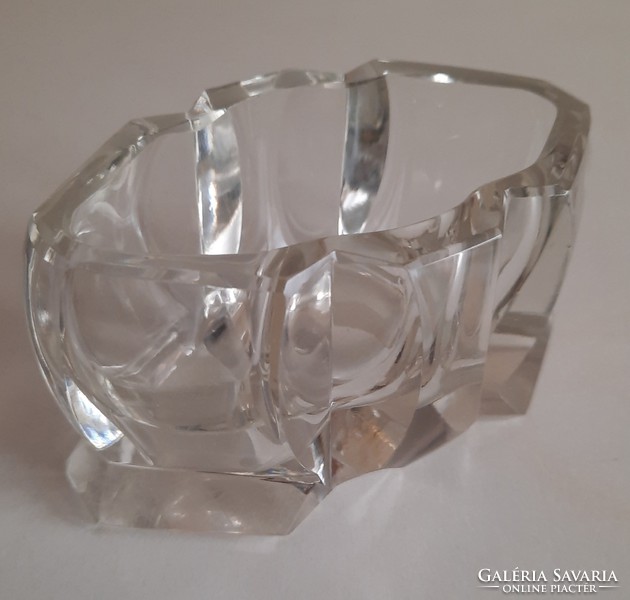 Art deco crystal polished glass bowl