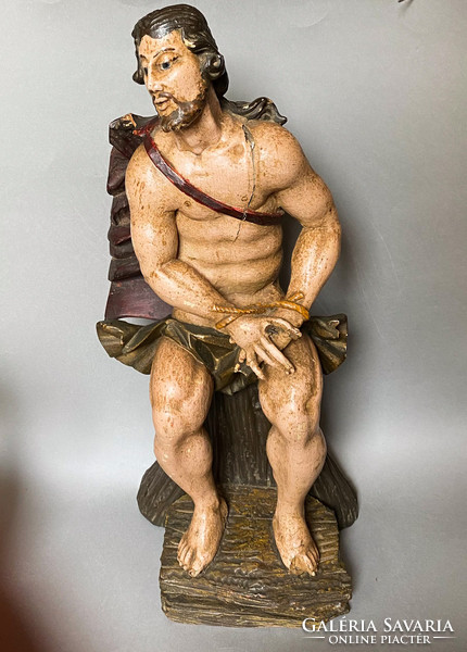 Very old, church, painted wooden Jesus statue!