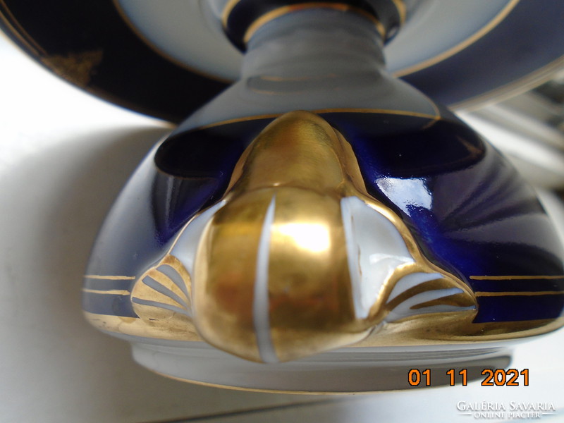 Novel Empire Cobalt Gold Hand Painted Sauce Serving Snake Head Pliers with Porcelain Ladle