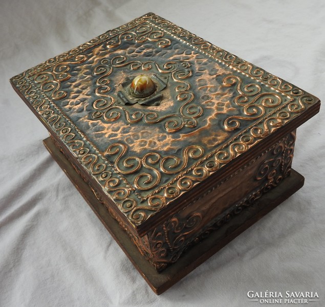 Applied arts copper applique wooden gift box - box