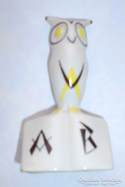 Art deco (béla balogh) owl figure, Hólloháza porcelain