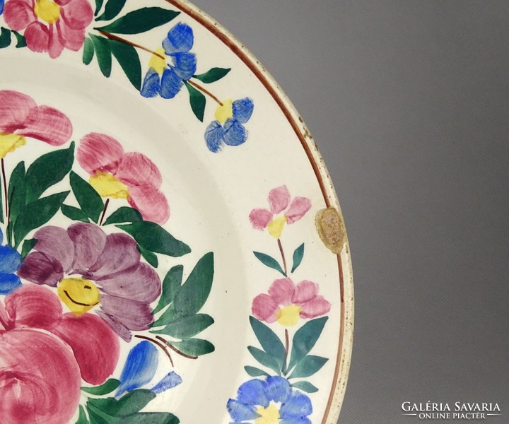 1G449 old marked floral smallpest (~ 1930) wall plate 24 cm