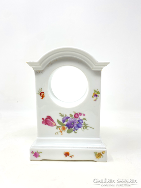 Victoria Czechoslovakia porcelain table clock with romantic floral decoration - cz