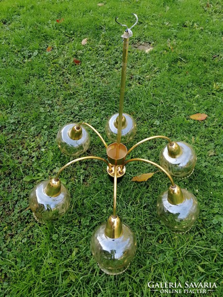 Art deco retro copper 6 hood chandelier. Negotiable!