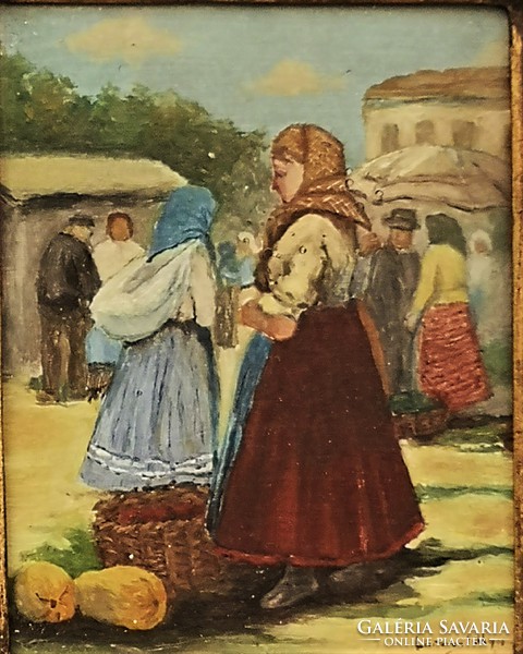 Pállya carolus (circa 1875 - 1948-50) Újpest market c. Oil painting with original guarantee !!
