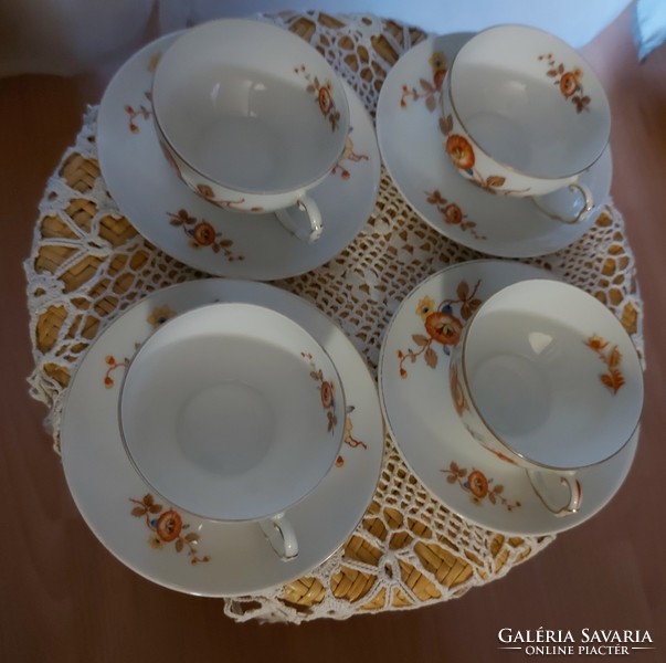 Antik német Thomas Bavaria porcelán teás készlet, egyedi különleges mintával, jelzett, hibátlan