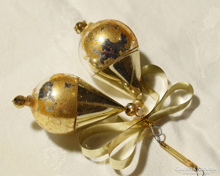 Old antique Christmas tree decoration with sphere bells