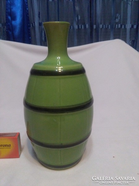 Barrel-shaped ceramic bottle, wine, brandy bottle