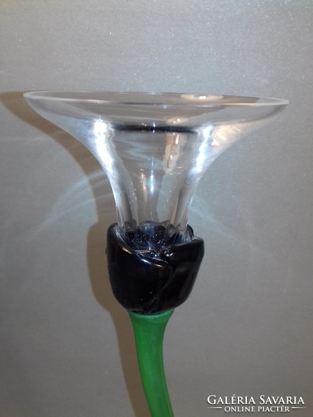 Craft marked flower shape glass candle holder 35 cm