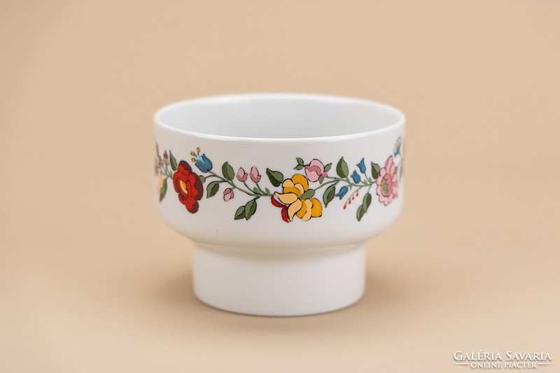 Hollóház porcelain small bowl or pot with Kalocsa pattern, marked, numbered