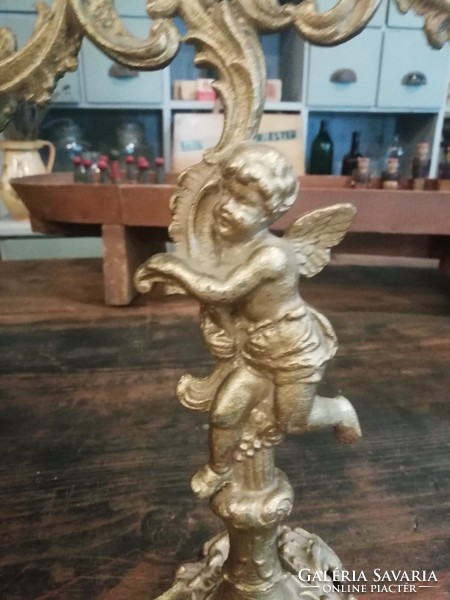 Cast bronze angel offering candlestick decoration