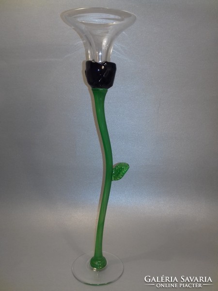 Craft marked flower shape glass candle holder 35 cm
