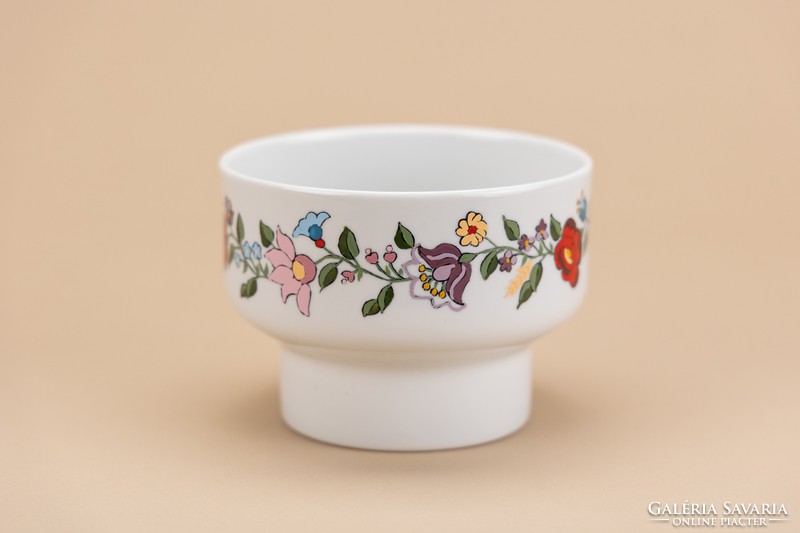 Hollóház porcelain small bowl or pot with Kalocsa pattern, marked, numbered