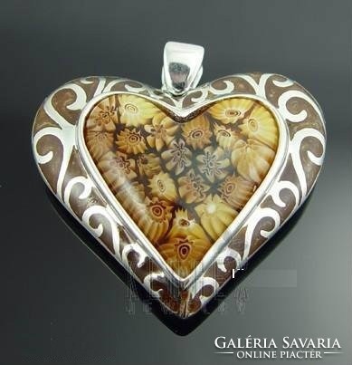 Murano heart pendant - 925 silver tendril in socket