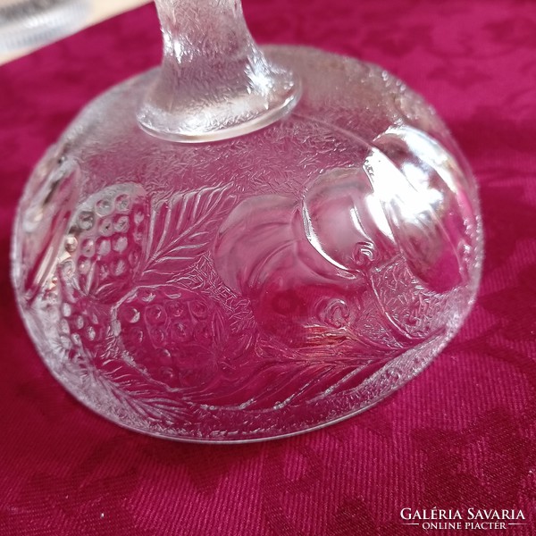 Glass cup, serving, with fruit pattern