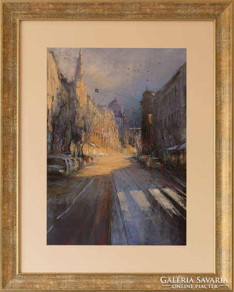 Pastel picture of Pósa ede budapest, with certification!