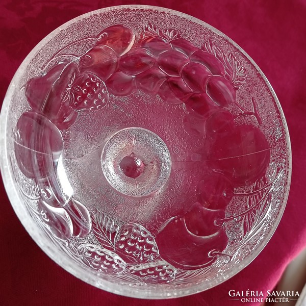 Glass cup, serving, with fruit pattern