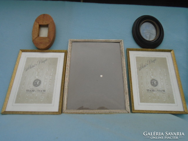 5 pcs old and antique photo frame in gilded and silver plated and antique wooden frame