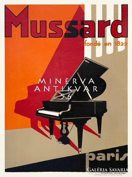 Art deco francia zongora pianíno gyártó hirdetés plakát Mussard 1925 koncert hangverseny REPRINT