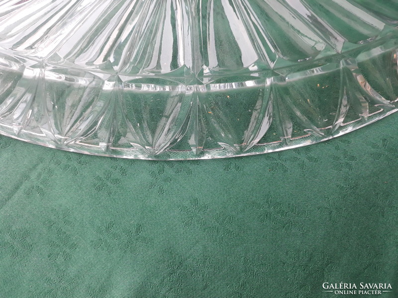 Old, thick-walled, polished glass, oval serving tray. Weight: 2.255 kg! Cheaper!