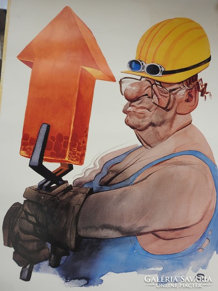 Druckhaus vorwarts - large marked German poster with worker cartoon