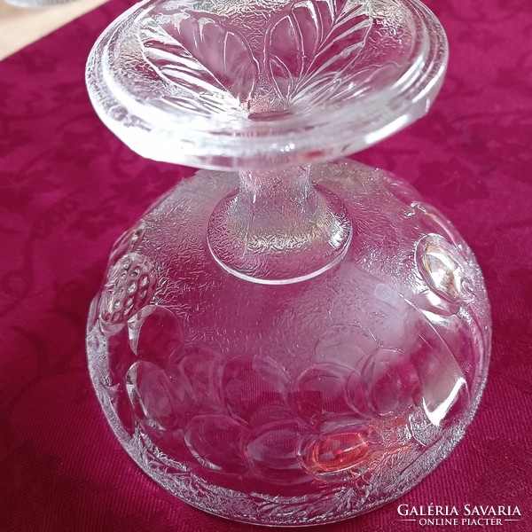 Glass cup, serving, with fruit pattern