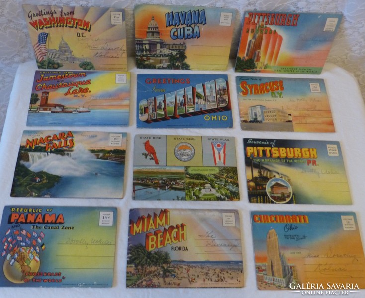 12 pcs 1930s leporello postcard / u.S.A