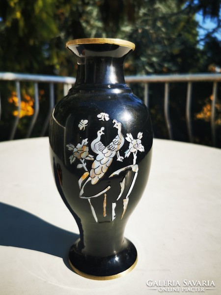 Peacock copper vase