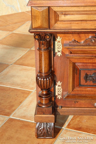 Old German, richly carved special chest of drawers