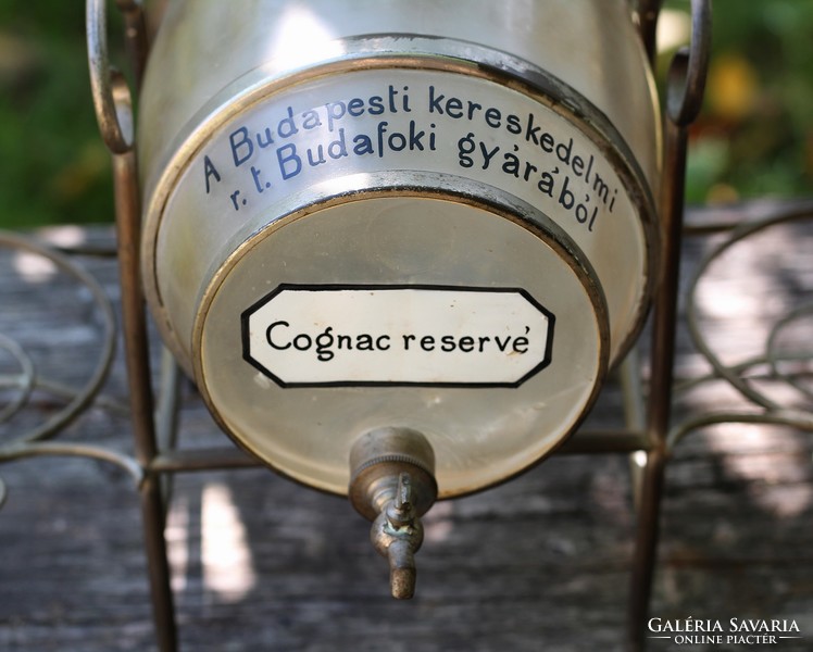 Old cognac serving on a glass barrel stand - Budapest Commercial Co., Budafok