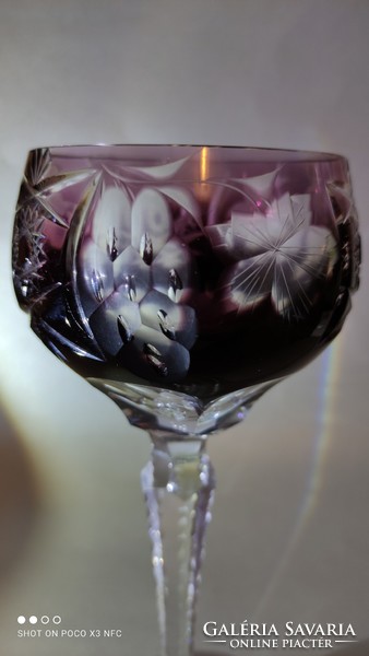 Bordó boros marsala mintás csiszolt kristály pohár