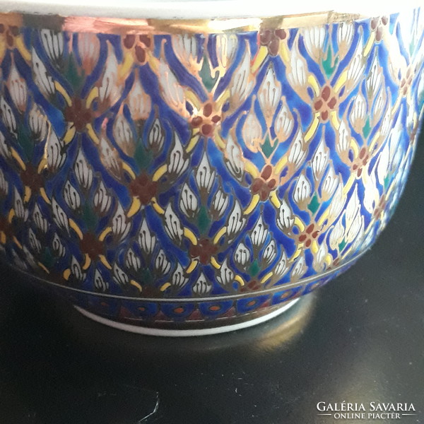 Hand painted country benjarong porcelain sugar bowl