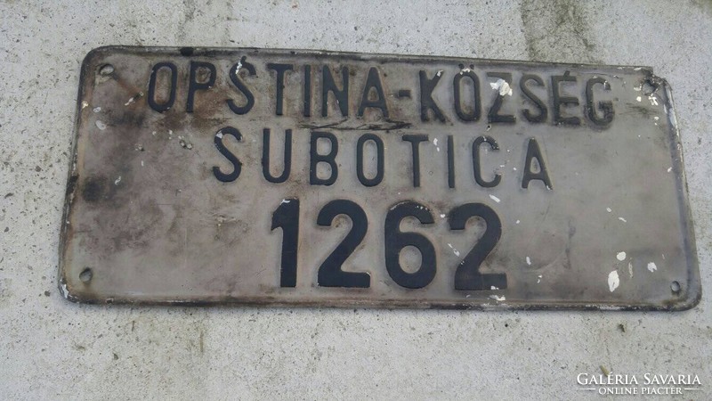 Rare opstina village sobotica metal plate board dome wine printed no license plate