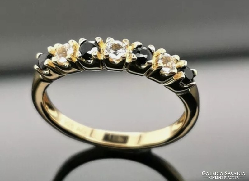 Harry Ivens IV  csodás zafír - cirkónia 925 ezüst gyűrű, 14K aranyozott új