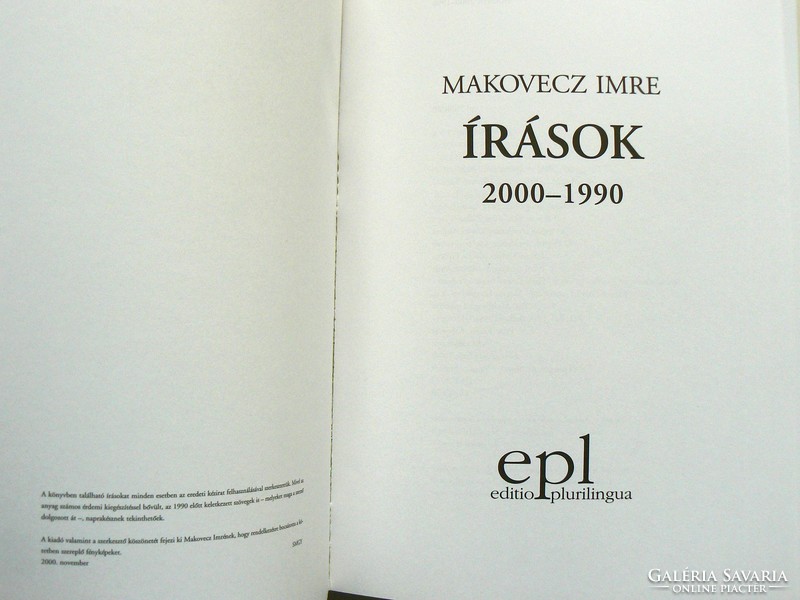 Imre Makovecz, writings 2000-1999, book in good condition