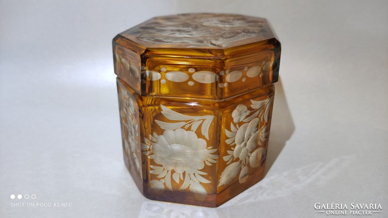 Antique art deco bohemia karl bottle crystal glass jewelry box v. Bonbonier 1930s