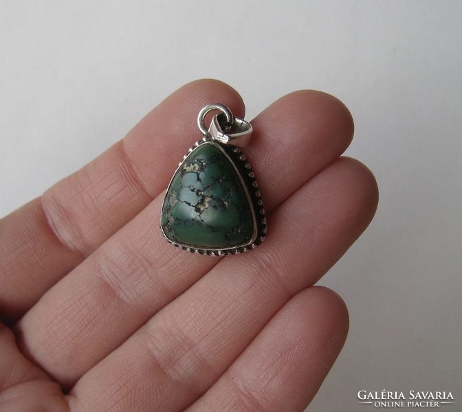 Special old green turquoise silver pendant