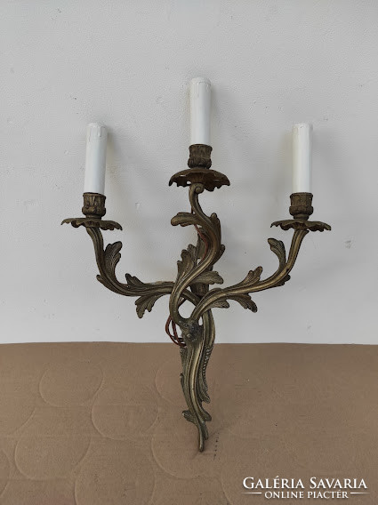 Antique 3 Arm Rococo Duck Cast Copper Wall Lamp + 3 New Decorative Candles and 3 Light Bulbs 4625