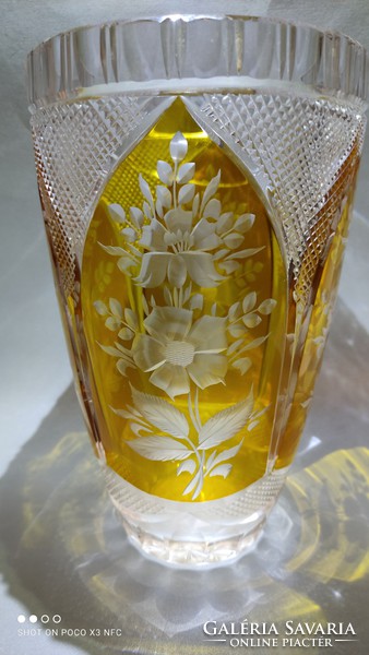 Antik Art Deco  kristály öblös üveg váza ritka minta most alacsony áron! Kiváló ajándék!