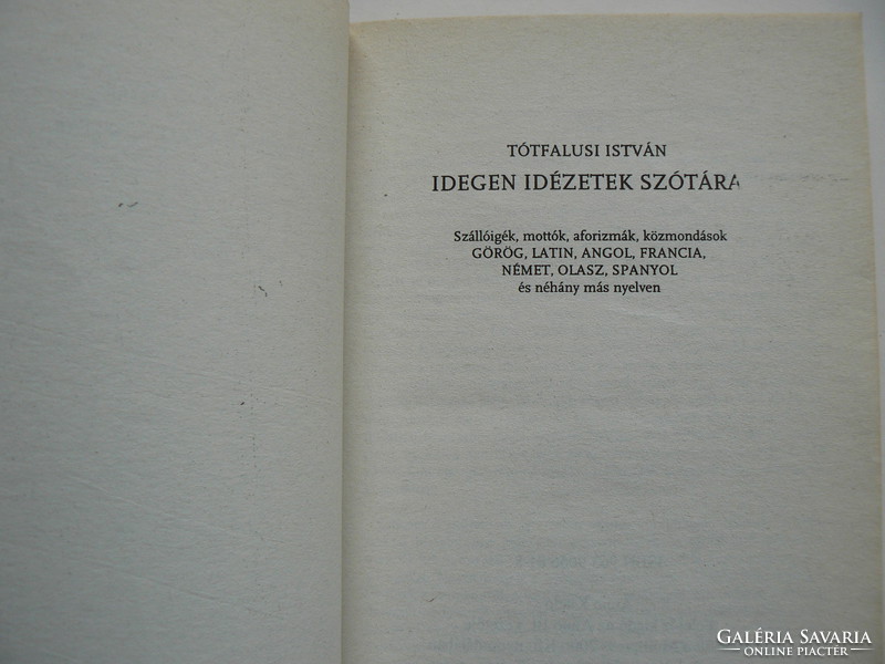 Dictionary of foreign quotations, István Tótfalusi1997, book in good condition