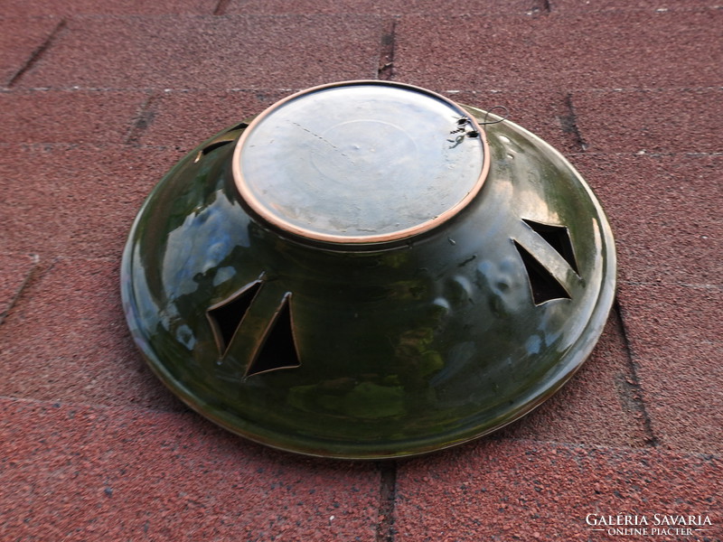 Large openwork pattern Austrian wall craft ceramic wall bowl - wall plate