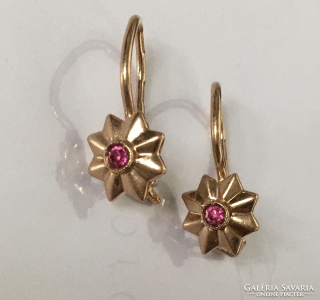 Old gold russian earrings with stars
