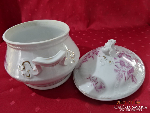 German porcelain soup bowl with antique pink flowers, length 31 cm. He has!