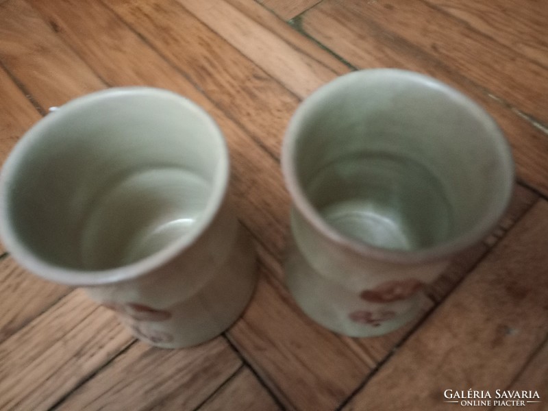 Meseszép zsűrizett iparművészeti pipacsos pohár pár