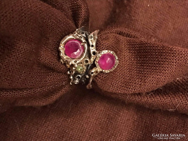 Ruby stone silver ring