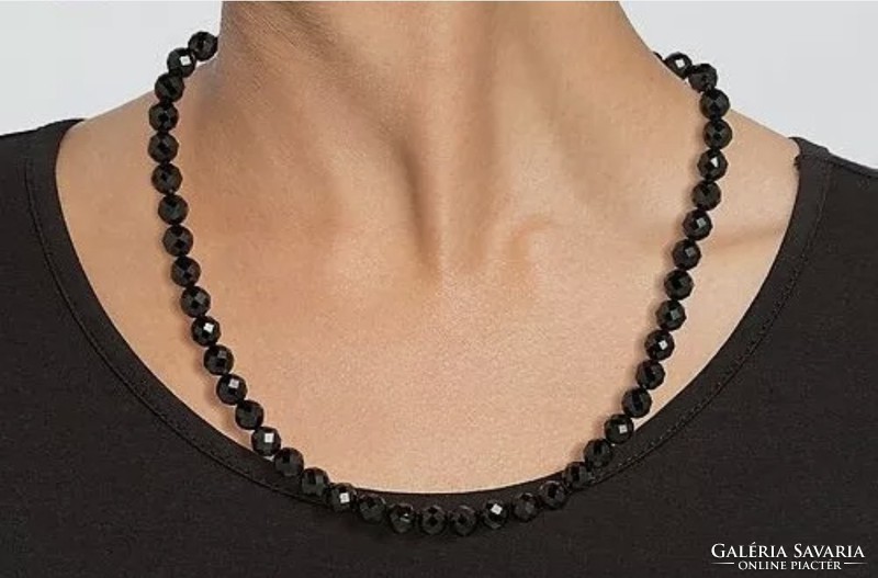 Csodás fekete spinell drágaköves nyakék , 45 cm  925,  új