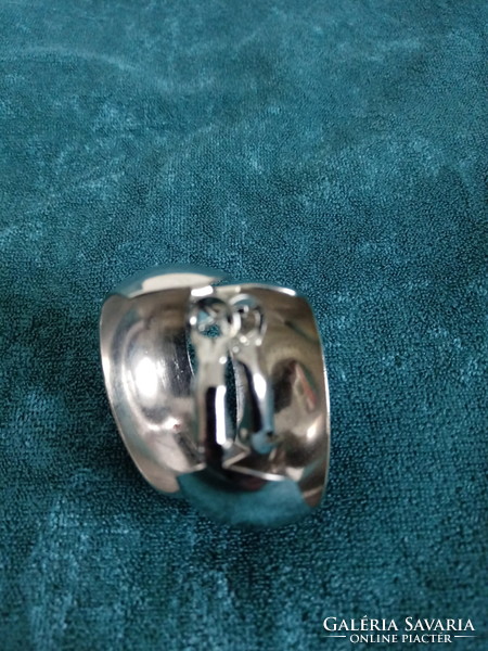 Wide silver plated pattern hoop earrings